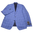 Bloomingdales Wool Sport Coat Mens Size 48R Light Blue Plaid Blazer Jacket