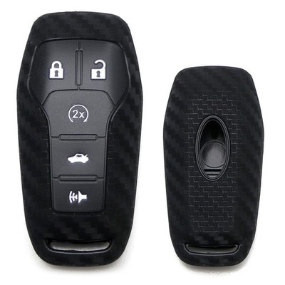 Carbon Fiber Soft Silicone Key Fob Cover For Ford Lincoln Intelligent Access Key