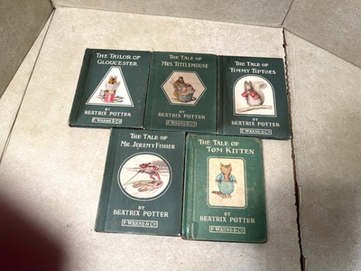 5 Vintage 1903-31 Beatrix Potter Miniature Hardcover Books