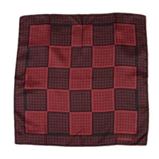 Christian Dior Logo Wool Square Scarf Red Black 18.5 in Pre-owned