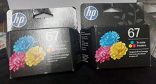2 Genuine HP 67 Tri-Color Ink Cartridge exp March 2028 New free shipping