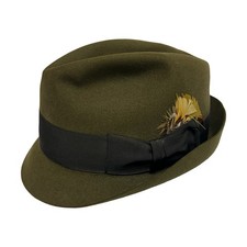 Vintage Stetson Royal Stetson Hat Fedora Fitted Mens 6 7/8 Green Felt Lined