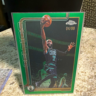 25-26 Topps Chrome Update Jaylen Brown #9 Green Refractor 04/99 Celtics