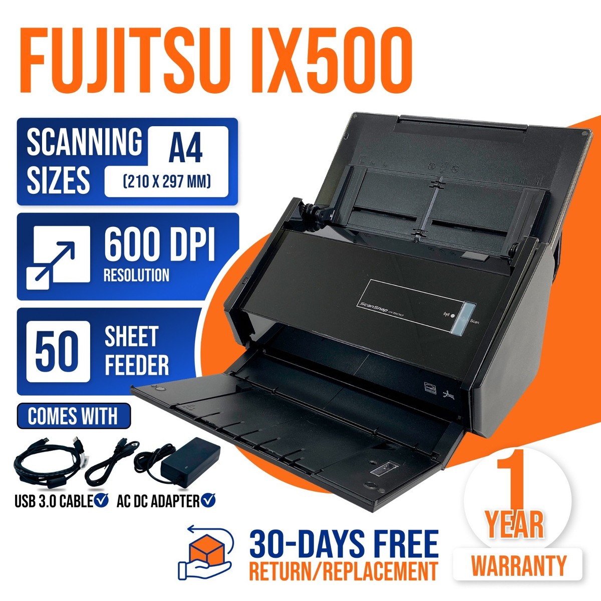 Fujitsu ScanSnap iX500 Color Duplex Document Wireless Scanner w