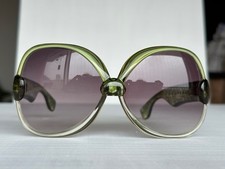 Yves Saint Laurent YSL 653 Vintage 1970s Oversized Sunglasses Green Jaspe France