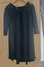 MONSOON Black Lace Dress Size 12. Lined Drop Hem Excellent Condition Worn Once.