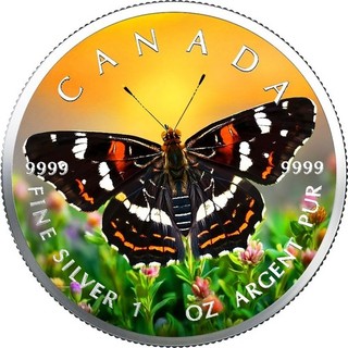 2025 Canada Farb Round MAP BUTTERFLY 1OZ SILBER 9999 COLOR EDITION