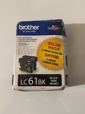 Brand NEW 2 Pack Brother LC61BK 61 Genuine Ink Cartridges Black 07/2021 OEM NEW