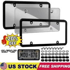 New Unbreakable License Plate Covers+Frames Auto Tag Shield Protector Front Rear