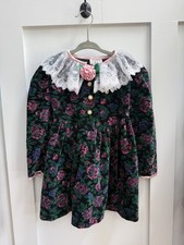 Vintage Hi-Girls Inc Floral Velvet Lace Collar Party Dress Toddler 4T USA