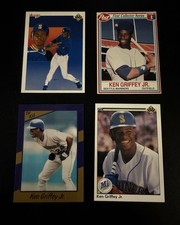 (4) Ken Griffey Jr. 1989 - 1990 Cards  Upper Deck - Post # 4 - 23- 24- 156 - NMT