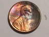 1986-D @ Rainbow" Toned Lincoln Memorial Penny,!! 117