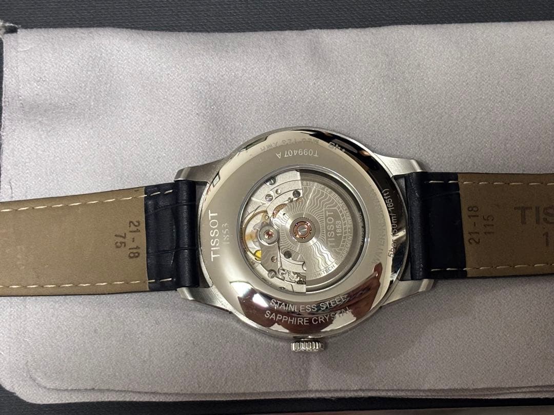 TISSOT Chemin des Tourelles Powermatic 80 Blue Black Leather Dress Watch