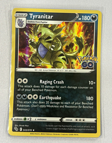 Tyranitar 043/078 Pokemon GO Holo Rare English 2022 Near Mint