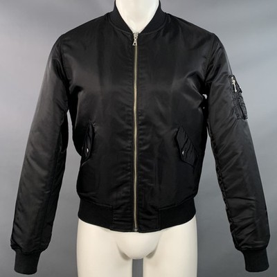 John Elliott Bogota II Größe S Schwarze Nylon Zip-Up Bomberjacke