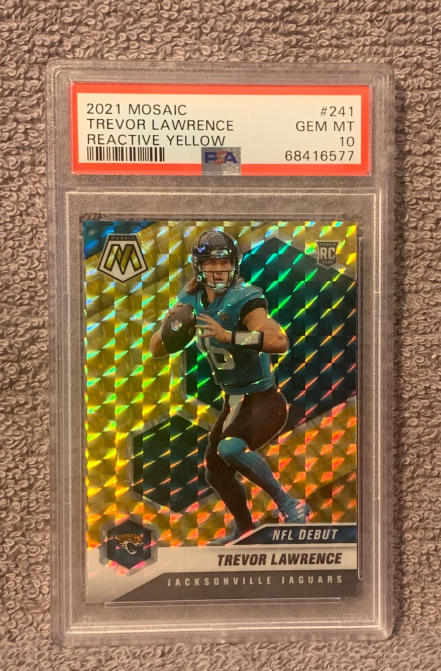 2021 Panini Mosaic-Trevor Lawrence #241-Reactive Yellow - Rookie Card RC PSA 10