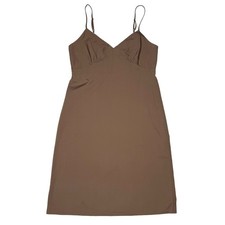 Vintage Y2K 2002 GAP Babydoll Dress Size 14 Large Mocha Crisp Cotton Poplin