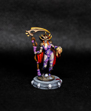 Pro Painted 32mm Female Necromancer / Demon Sorceress w/ Scythe & Severed Head