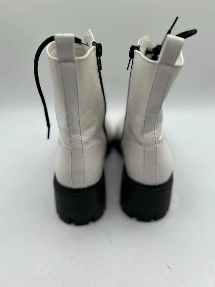 Bota de Combate MIA Para Mujer Talla 8M Cuero Con Cordones Cremallera Lateral Tacón Bloque Foto 2 de 4