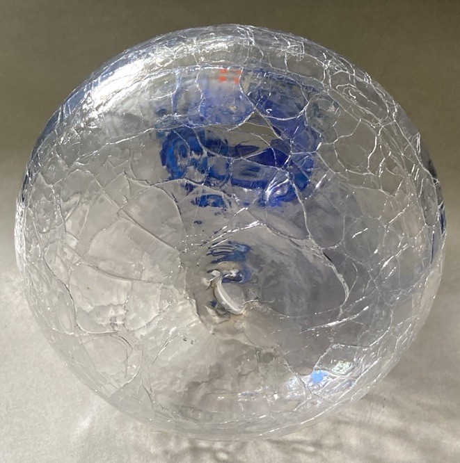 VTG Blenko Glass Crackle Vase Jar Cobalt Blue Spiral Swirl Neck 7"H