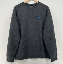 LL BEAN Sweatshirt Men L Quilted Crewneck Pullover Long Sleeve Cotton Blend Gray