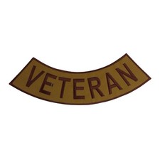 VETERAN Rocker Patch - 10.5" x 2.5" Large Coyote Tan & Brown Biker Jacket DIY