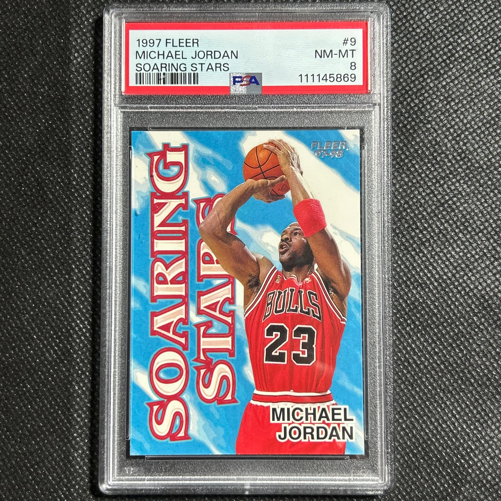 1997 Fleer Michael Jordan #9 PSA 8 NM-MT Chicago Bulls Soaring Stars Insert HOF