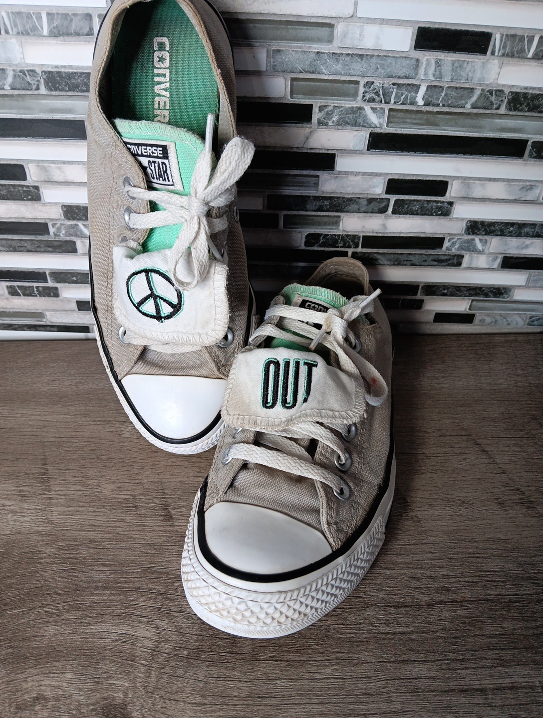 Converse Chuck Taylor All Star 7M Peace Out double tongue Sneakers Lace-Up Shoes thumbnail 11