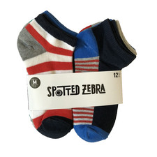 SPOTTED ZEBRA Kids NWT Size Medium 12-Pair Colorful Crazy Stripes Low Cut Socks