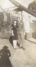 1940s WWII US Military Man  Beautiful Pretty Girl Fashion Original Photo P17r3