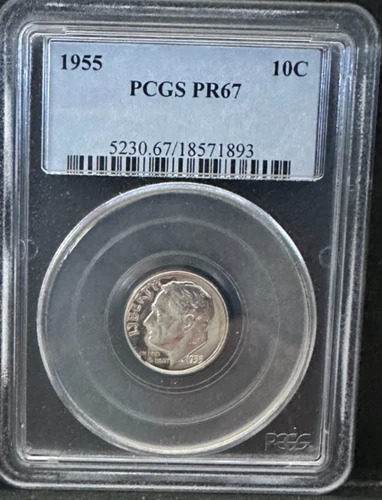 1955 Proof Roosevelt SILVER Dime PCGS PF67