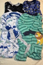 Carter's Size 18M 4 Piece Fleece Footed Pajamas Lion Dinosaur Space Sports