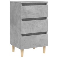 Nachttisch Mit Massivholz-Beinen Betongrau 40X35X69 Cm