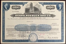 1976 SEARS, ROEBUCK AND CO.  Bond Certificate  $1000  Unfolded