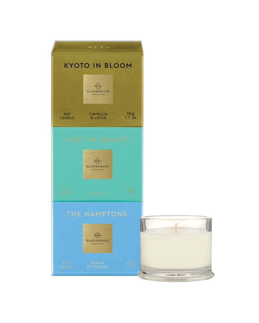 Трио свечей Glasshouse Fragrances Kyoto In Bloom, 3x30 г