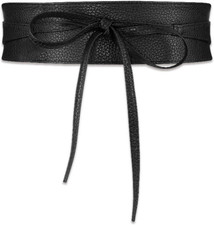 Women Faux Leather Obi Wrap Belt Waist Tie Cinch Belt for Dresses