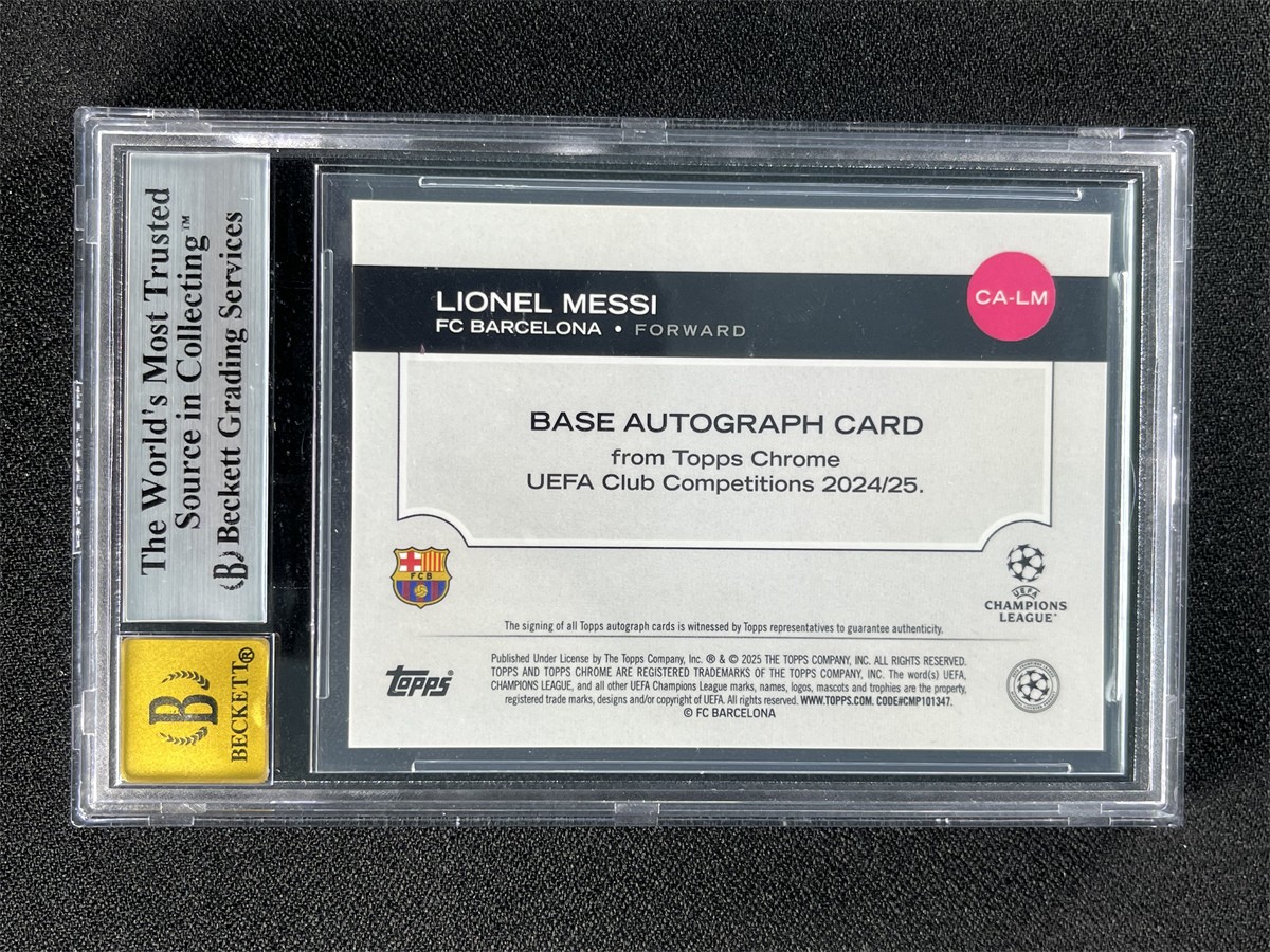 2024-25 Topps Chrome UEFA Lionel Messi Auto Orange Refractor /25 BGS 9/10 view 2