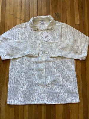 NWT Serena & Lily Men's Medium Green/White Checkered Button Front Pajama Top