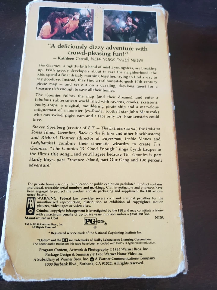 The Goonies 1985 VHS Extremely Rare Hard To Find Original Release Version - Image 2 of 4