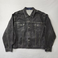 Vintage 90s Guess Denim Jacket Mens 3XL Black Gray Jean Made In USA Grunge Rock