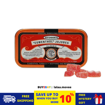 1 X 50g Hudson's Eumenthol Jujubes Classic for Refreshing The Mouth and Breath
