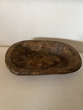 Small Hand Carved Wood Bowl Primitive 8.75 L 5.75 W