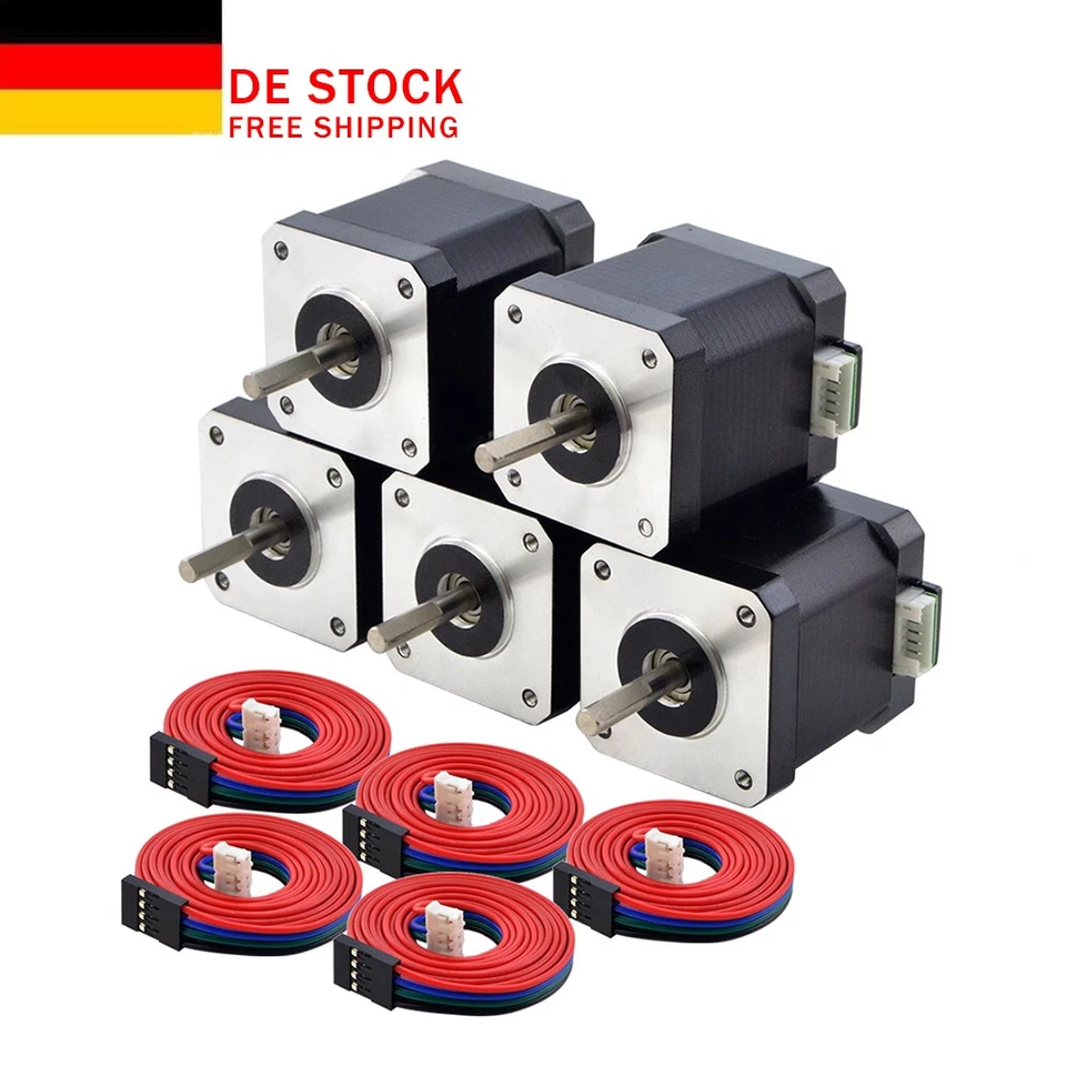 STEPPERONLINE 1/3/5x Nema 17 Schrittmotor 55Ncm 2A 42x48mm mit 1 Meter Kabel DIY - Bild 1 von 4