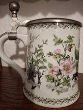 Kaiser-Porzellan-Bierkrug mit Zinndeckel,vintage