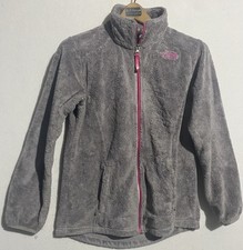 The North Face Gray Fuzzy Sherpa Fleece Full Zip Jacket Athletic Girls Size XL