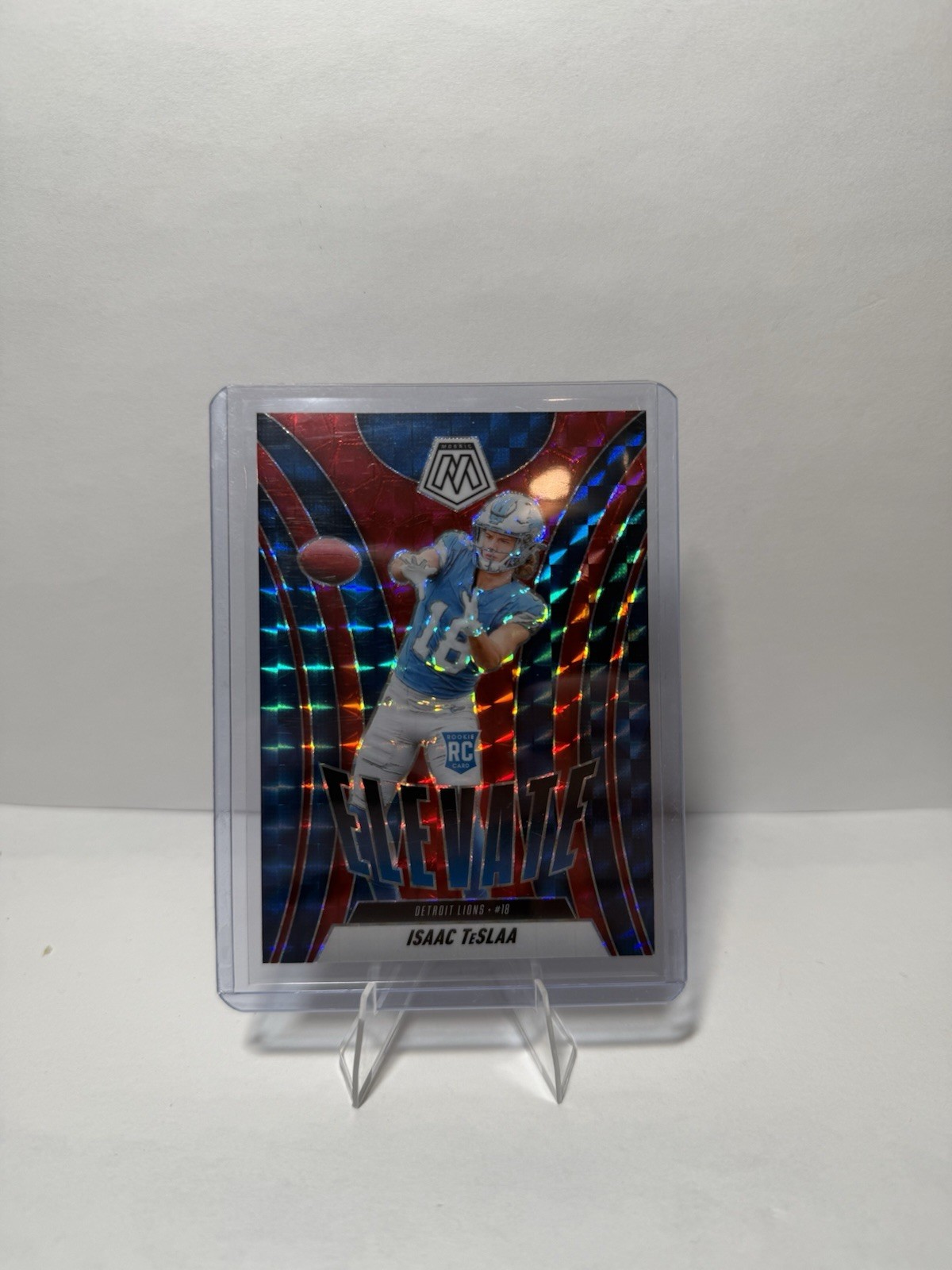 2025 Panini Mosaic - Elevate Isaac Teslaa #8 Red Mosaic Prizm (RC)