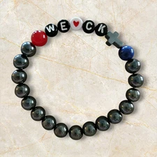 Charlie Kirk inspired handmade 8mm crystal bracelets hematite, carnelian, lapis