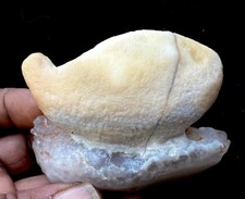 AMAZING YELLOW FLOURITE BALL ON AMETHYST BASE SPECIMEN 