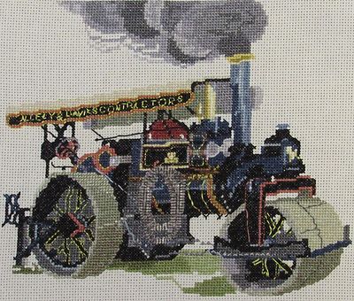 Fowler Traction Engine counted cross stitch kit//chart 14s aida
