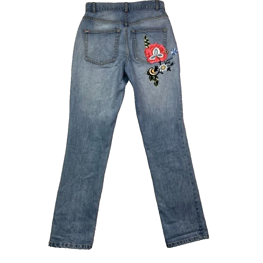 Alice + Olivia AO.LA Jeans Womens 24 Floral Embroidered High Alice + Olivia AO.LA Jeans Womens 24 Floral Embroidered High